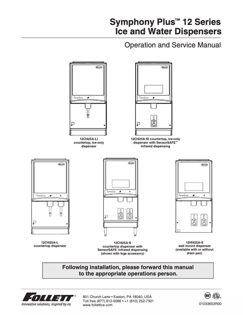 Página 1 del manual Manual de usuario Follett 12CI425A-S