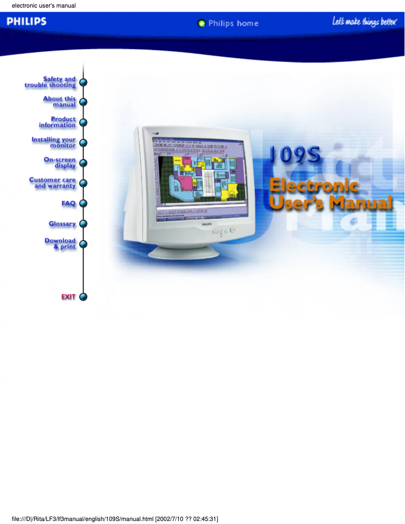 Imagen de la primera página del manual del dispositivo 109S40