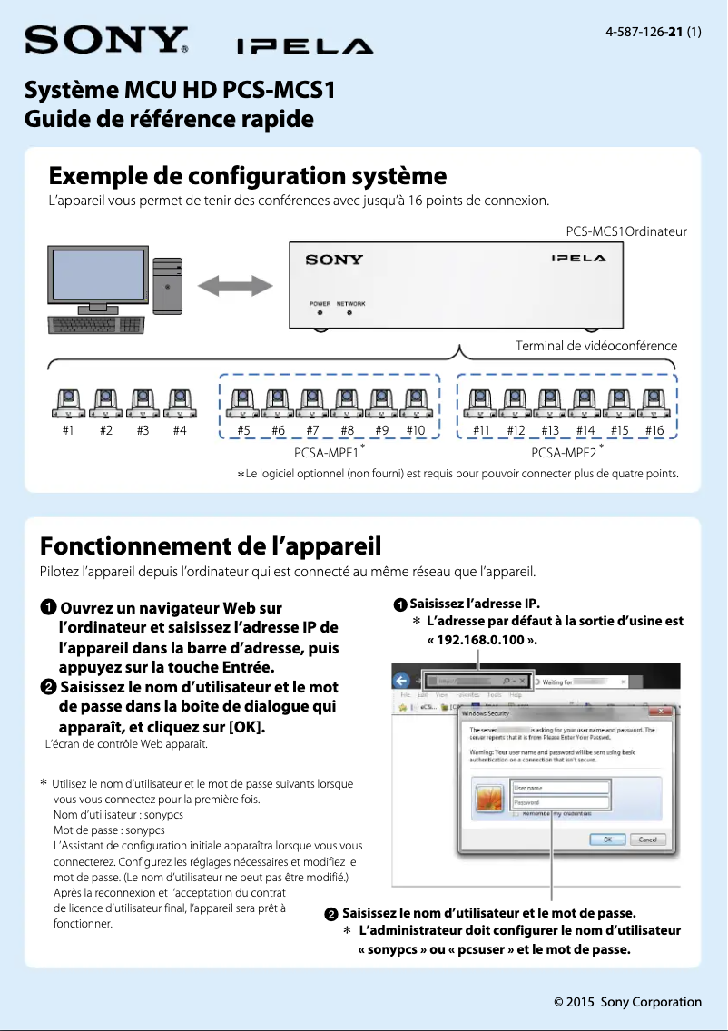 Página nº 1 - Manual de usuario Sony PCS-MCS1