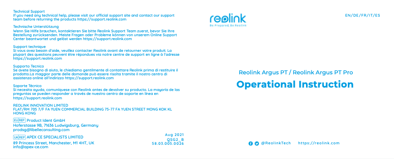 Imagen de la primera página del manual del dispositivo Argus PT 2K