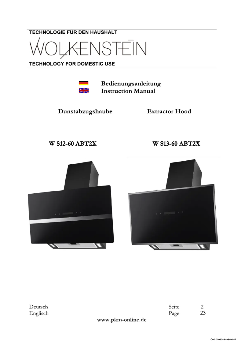 Página 1 del manual Manual de usuario Wolkenstein W-S13-60 ABT2X