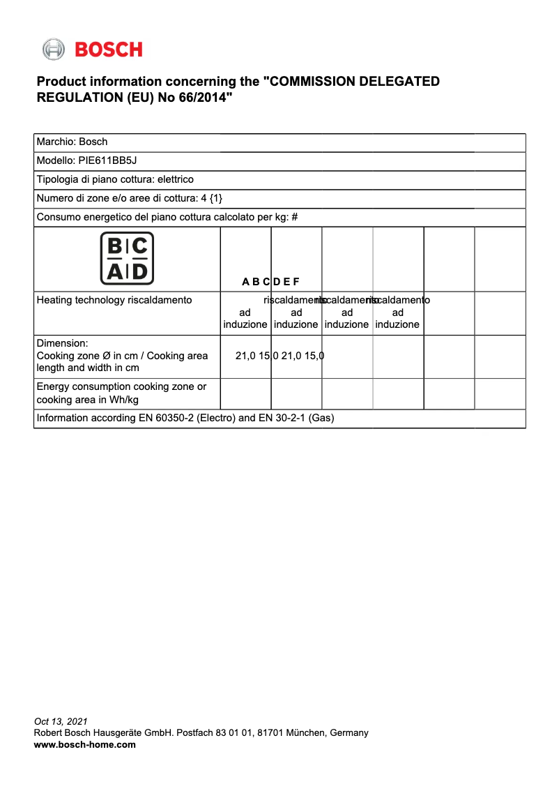 Imagen de la primera página del manual del dispositivo PIE611BB5J