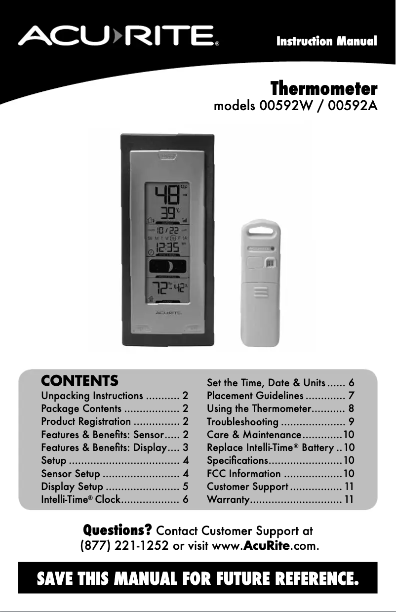 Página nº 1 - Manual de usuario AcuRite 00592A3