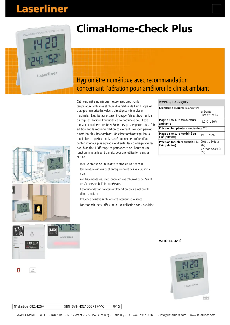 Imagen de la primera página del manual del dispositivo ClimaHome-Check Plus