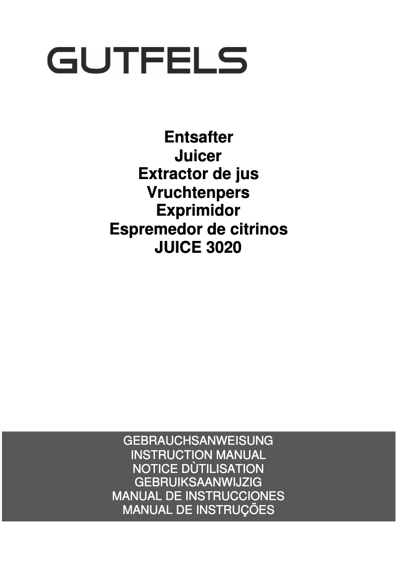 Imagen de la primera página del manual del dispositivo JUICE 3010