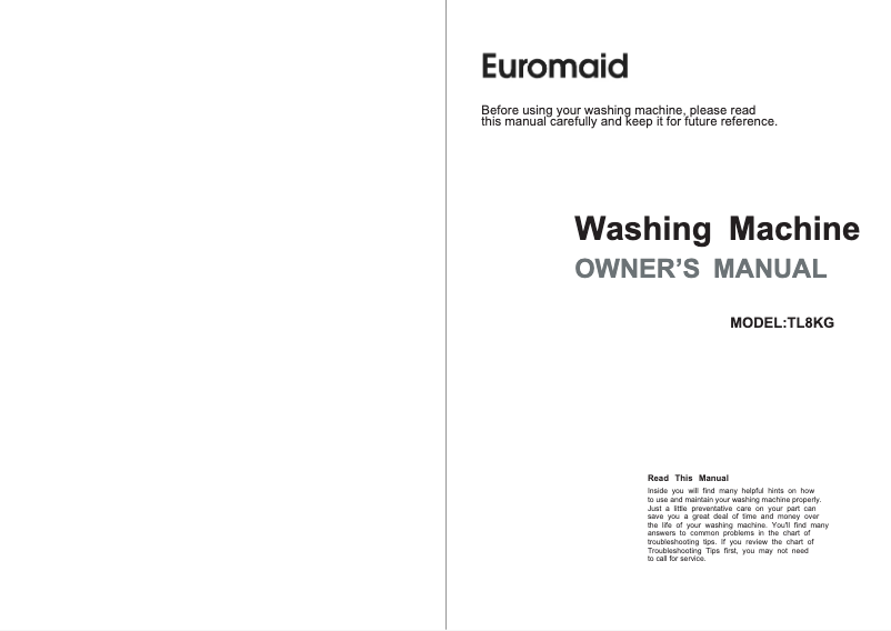 Imagen de la primera página del manual del dispositivo TL8KG