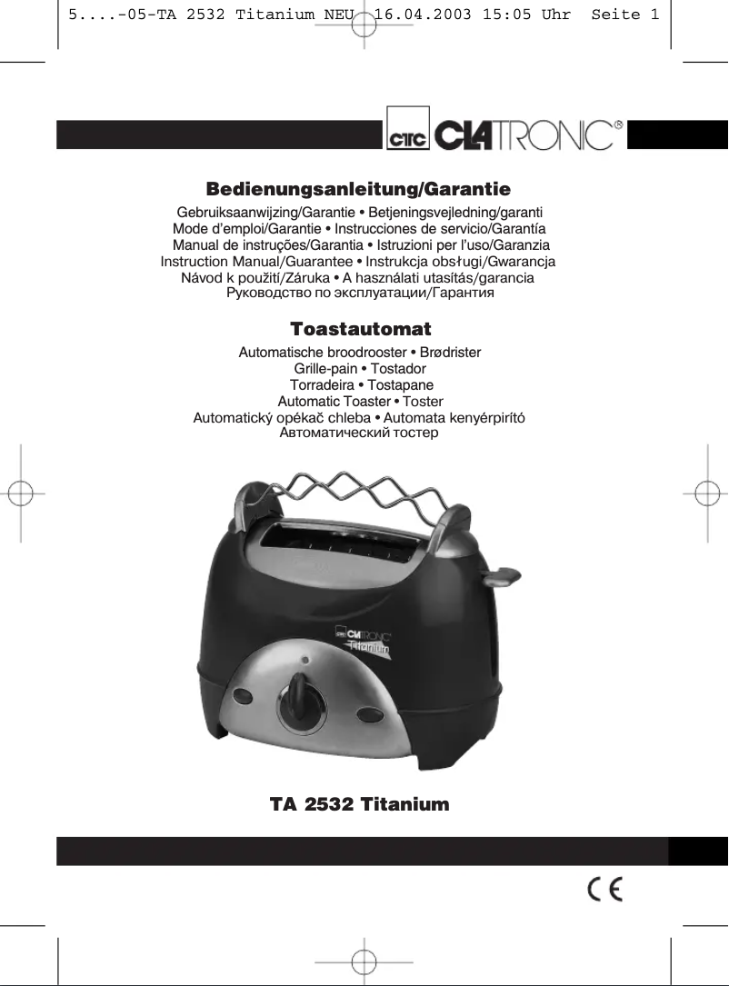 Página 1 del manual Manual de usuario Clatronic TA 2532 Titanium