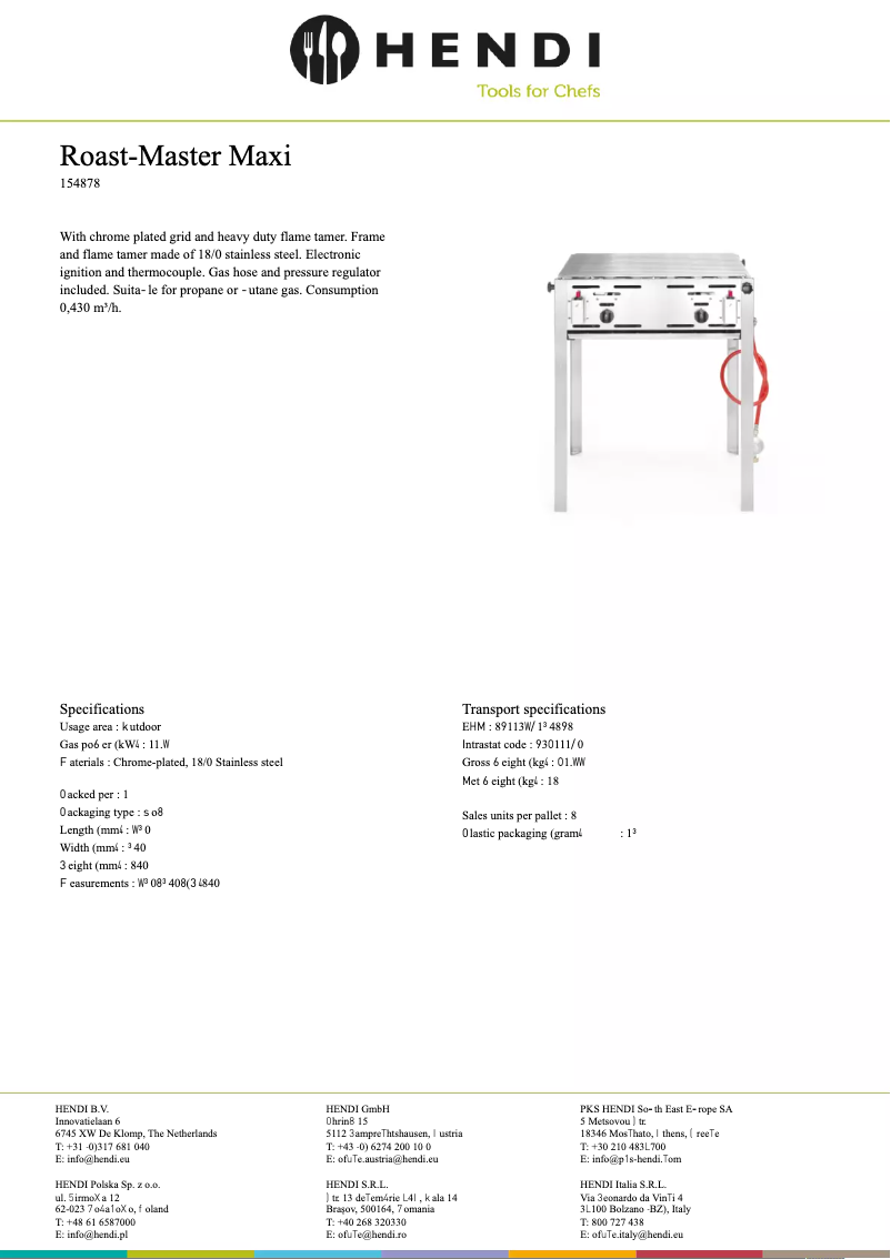 Página 1 del manual Ficha técnica Hendi 154878