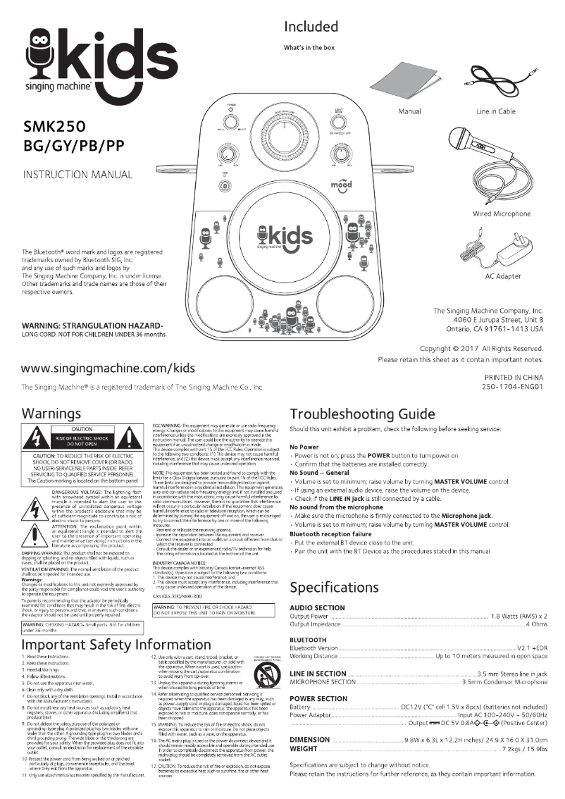 Imagen de la primera página del manual del dispositivo Kids SMK250