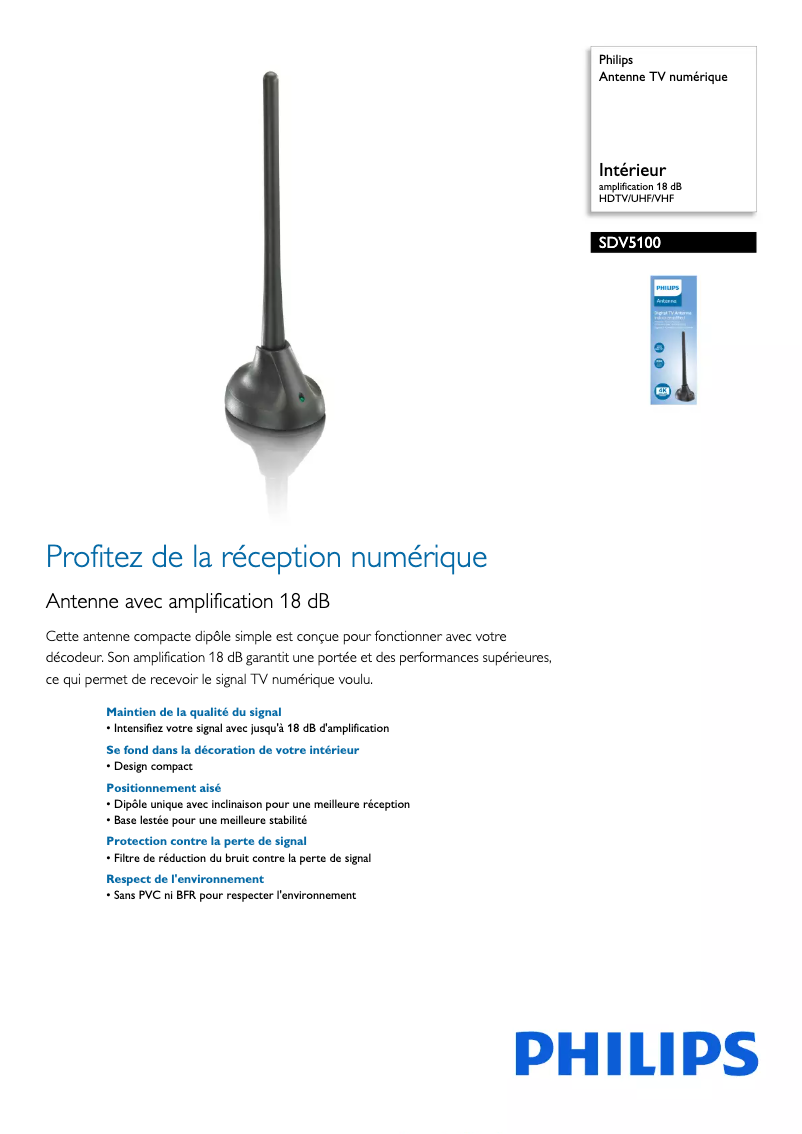 Página 1 del manual Ficha técnica Philips SDV5100