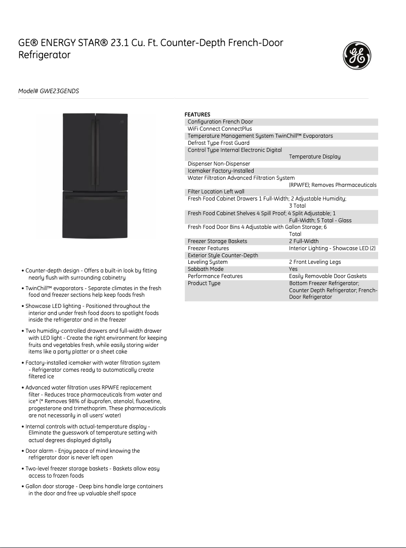 Imagen de la primera página del manual del dispositivo GWE23NDS