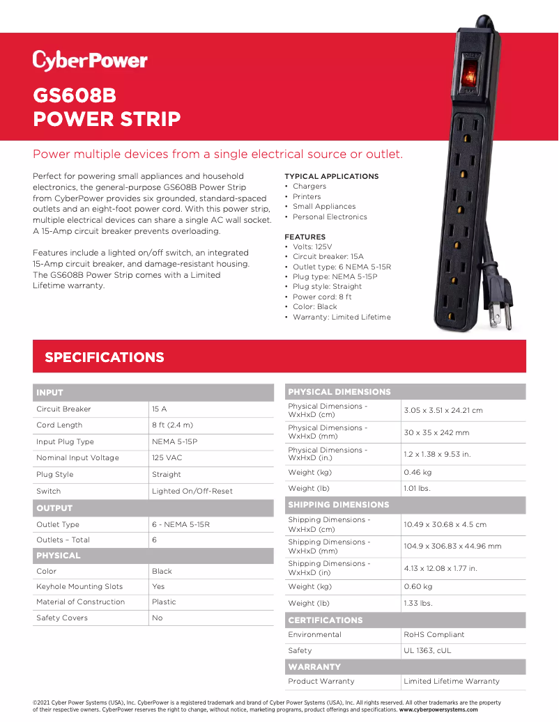 Imagen de la primera página del manual del dispositivo GS608B