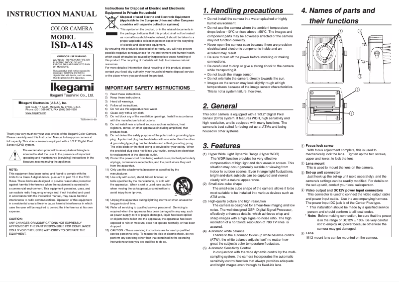 Imagen de la primera página del manual del dispositivo ISD-A14S