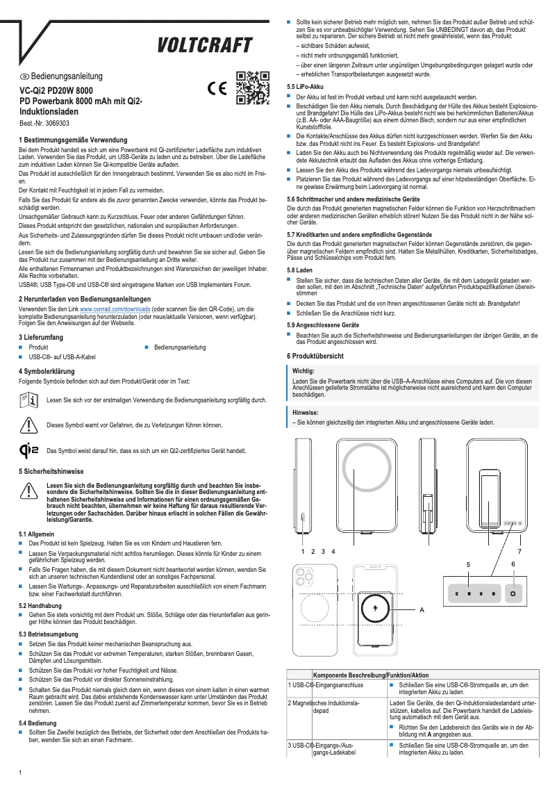 Imagen de la primera página del manual del dispositivo VC-Qi2 PD20W 8000