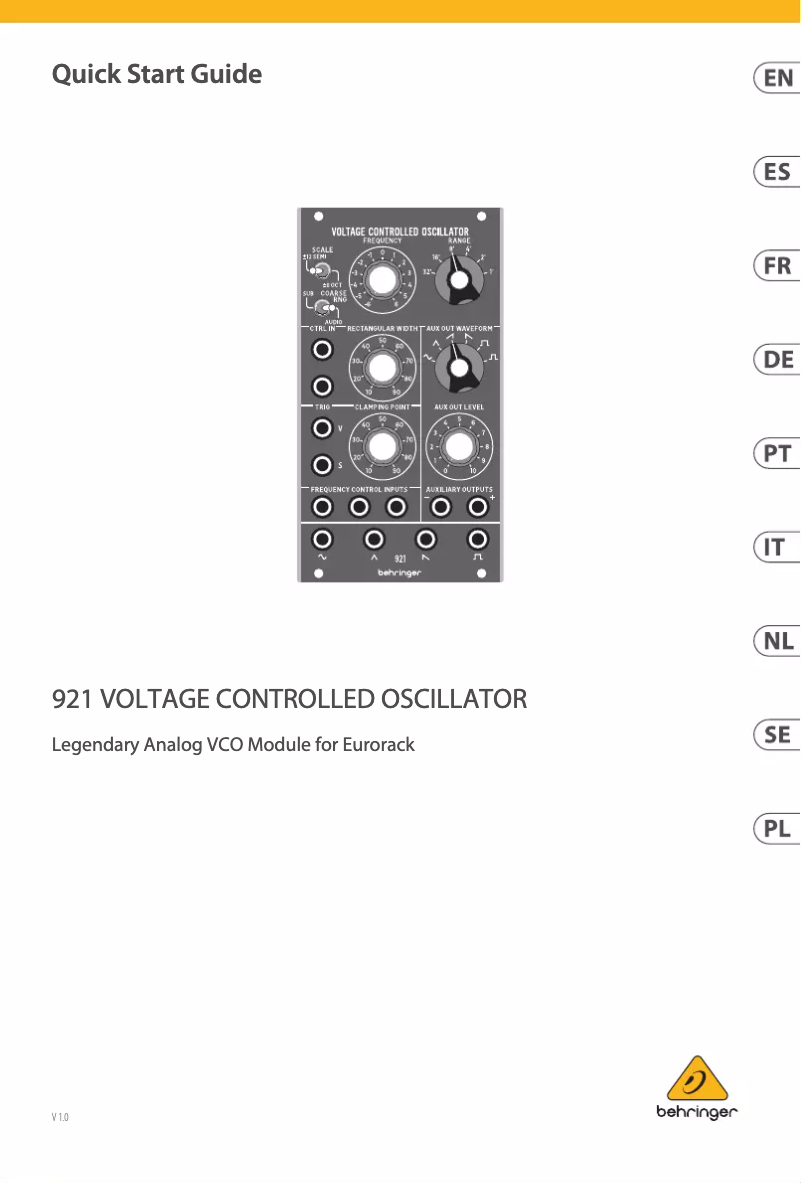 Página 1 del manual Manual de usuario Behringer 921 Voltage Controlled Oscillator