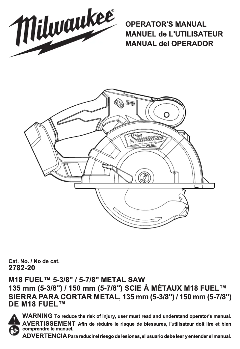 Página 1 del manual Manual de usuario Milwaukee 2782-20