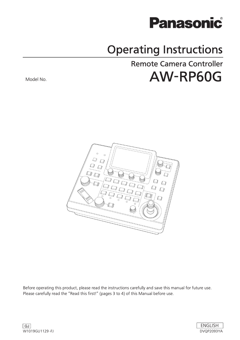 Imagen de la primera página del manual del dispositivo AW-RP60G