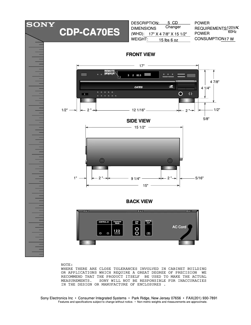 Imagen de la primera página del manual del dispositivo CDP-CA70ES
