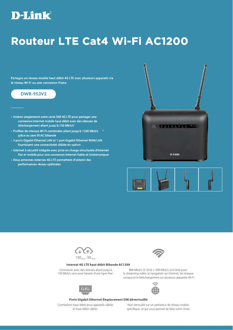 Página 1 del manual Ficha técnica D-Link DWR-953V2