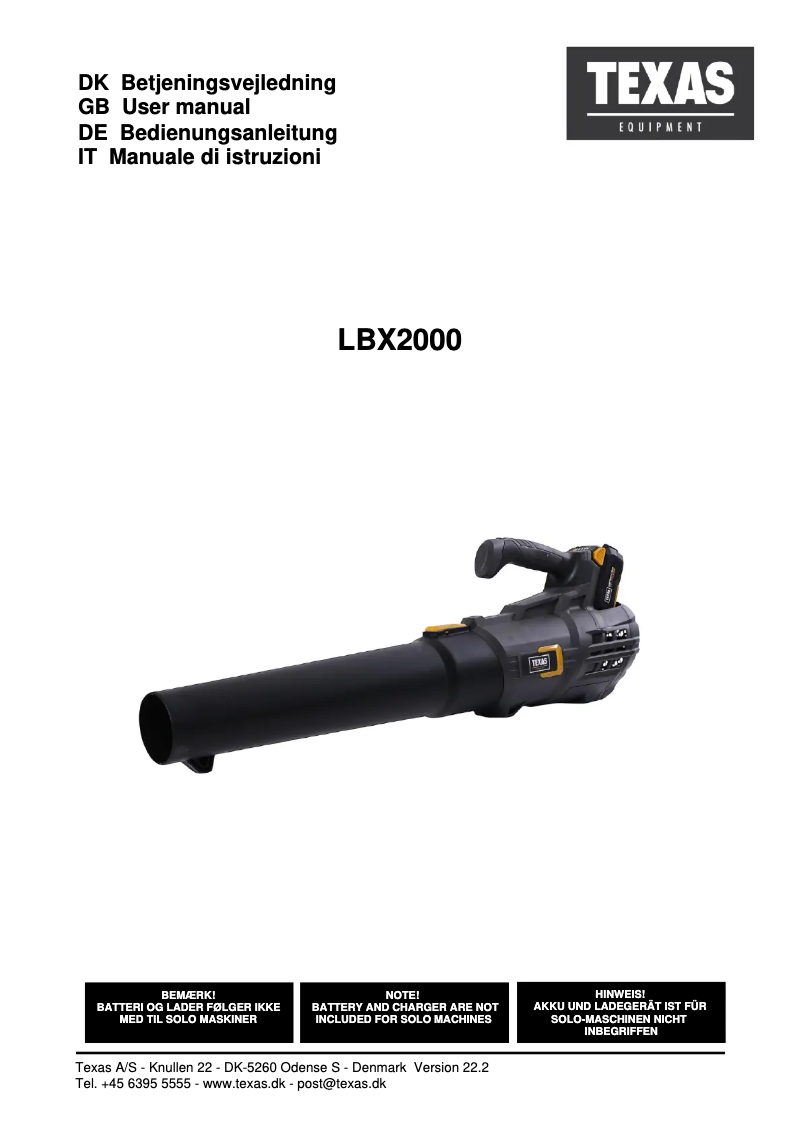 Imagen de la primera página del manual del dispositivo LBX2000