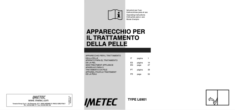 Imagen de la primera página del manual del dispositivo BELLISSIMA BODY CLEANSING PRO