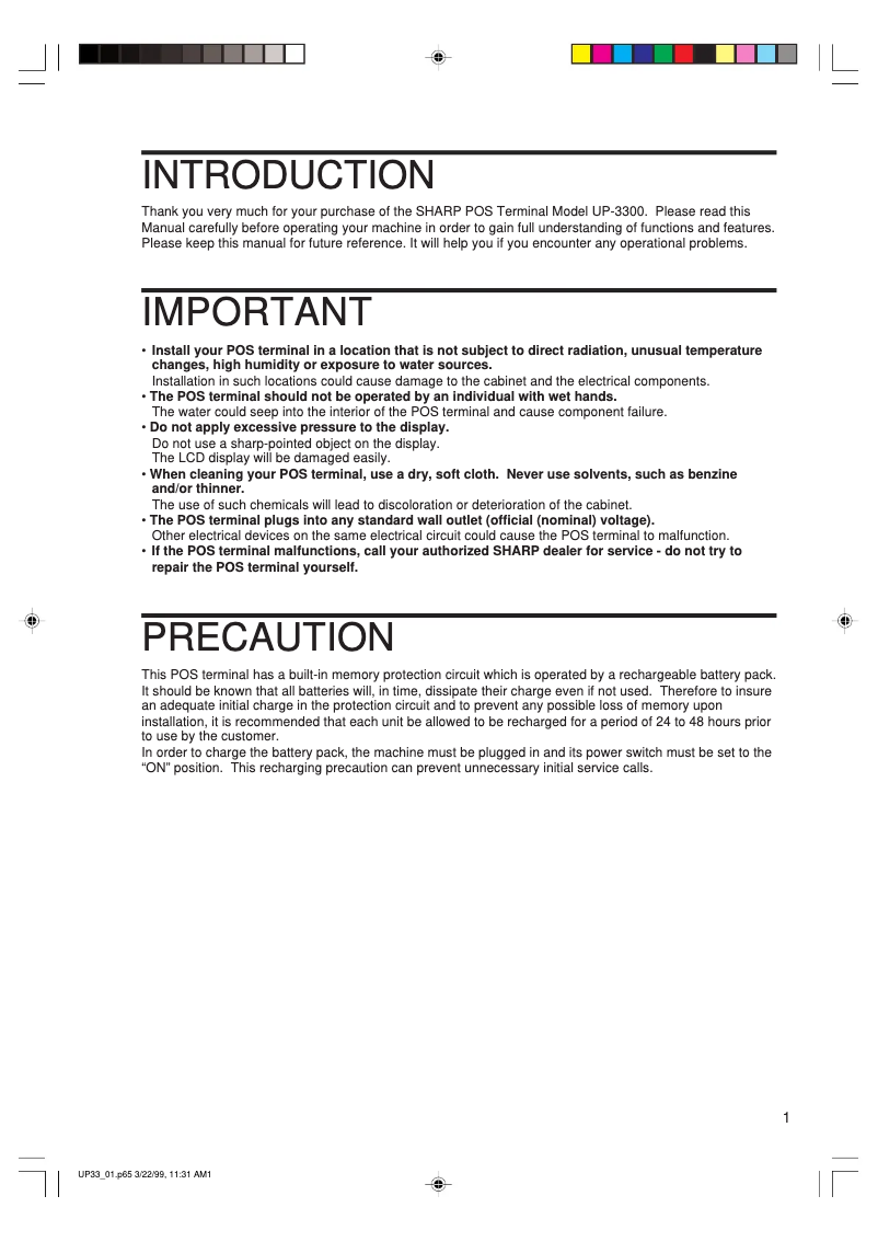 Página 1 del manual Manual de usuario Sharp UP-3300