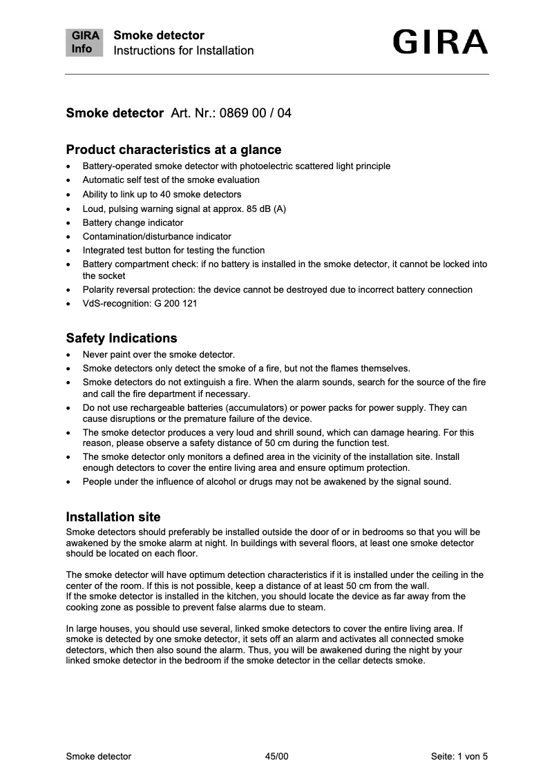 Imagen de la primera página del manual del dispositivo 0869 00