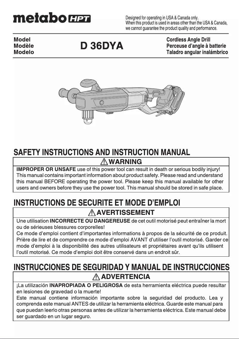 Página 1 del manual Manual de usuario Metabo D36DYAQ4