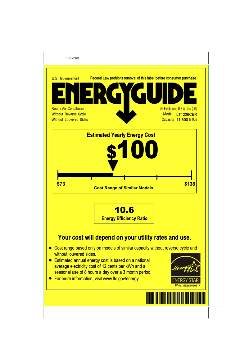 Página 1 del manual Etiqueta energética LG LT1236CER