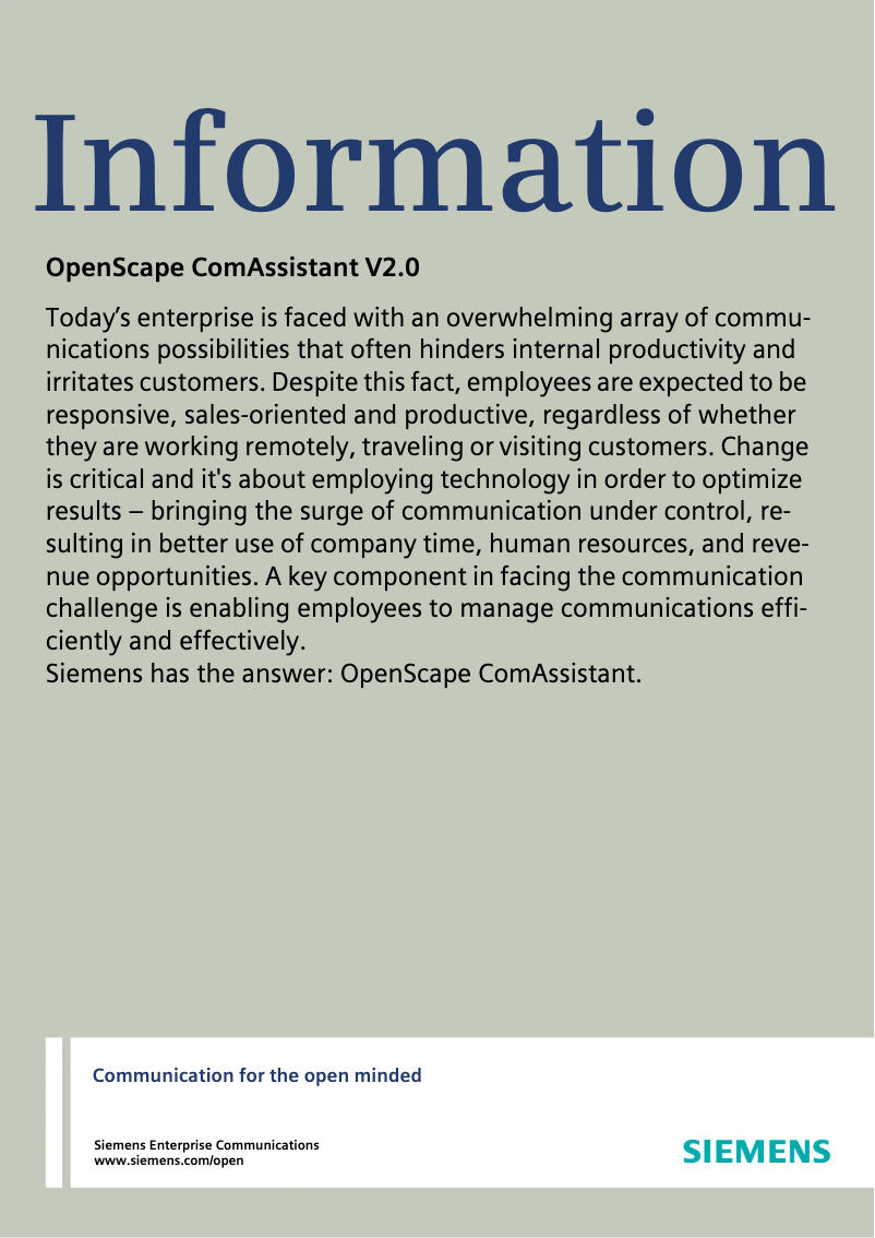Página 1 del manual Manual de usuario Siemens OpenScape ComAssistant V2.0