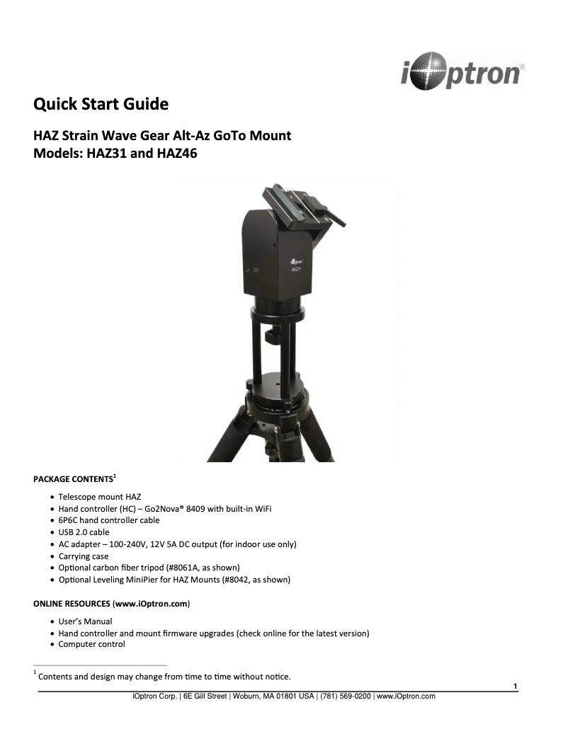 Imagen de la primera página del manual del dispositivo HAZ31