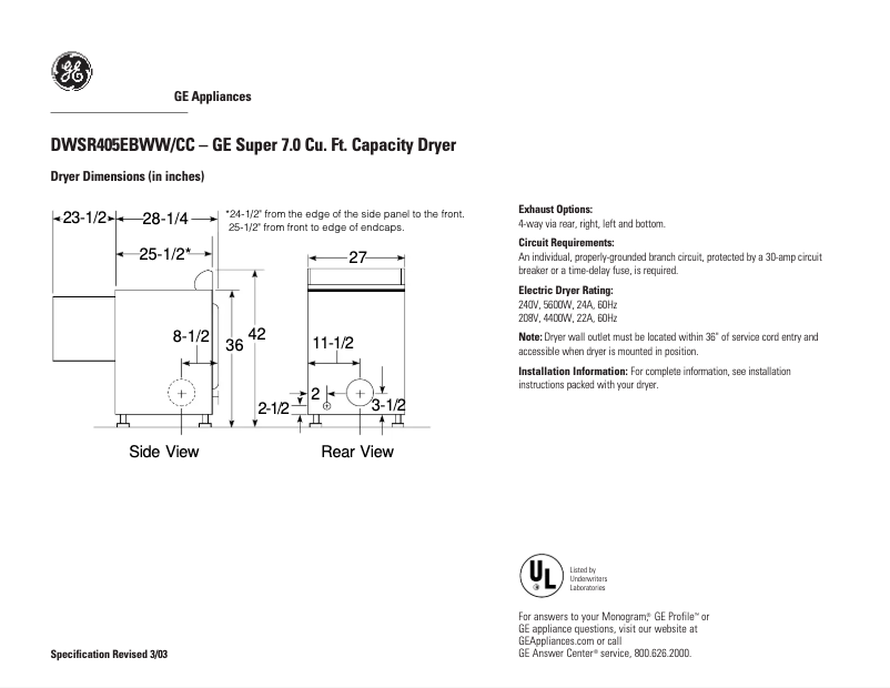 Imagen de la primera página del manual del dispositivo DWSR405EBCC