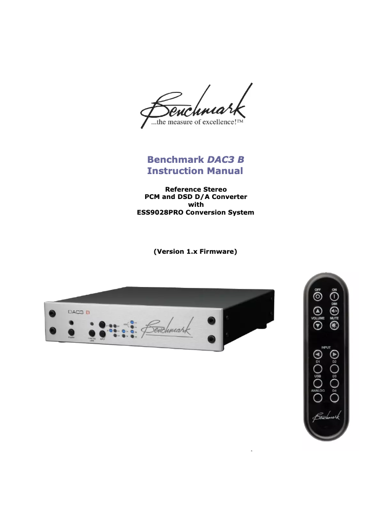 Página 1 del manual Manual de usuario Benchmark DAC3 B