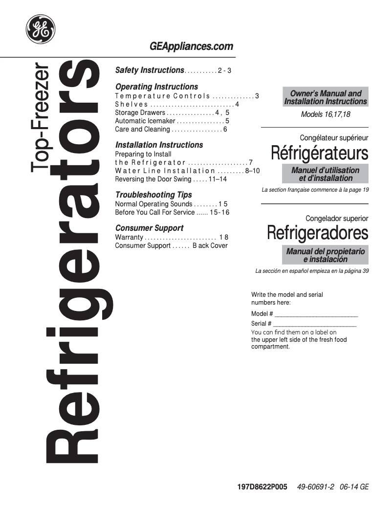 Imagen de la primera página del manual del dispositivo GTS18GBEBB