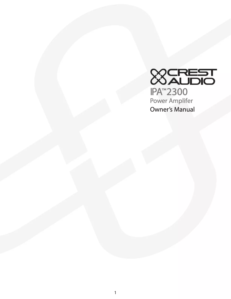 Página 1 del manual Manual de usuario Crest Audio IPA 2300
