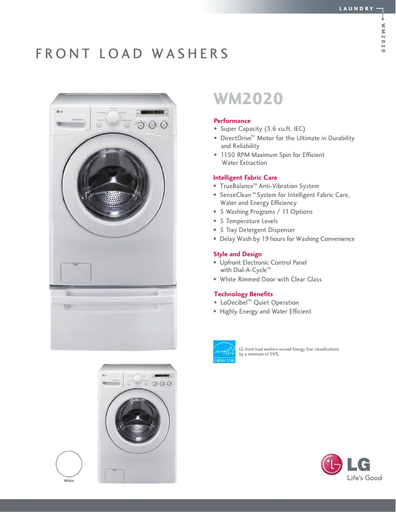 Página 1 del manual Ficha técnica LG WM2020CW