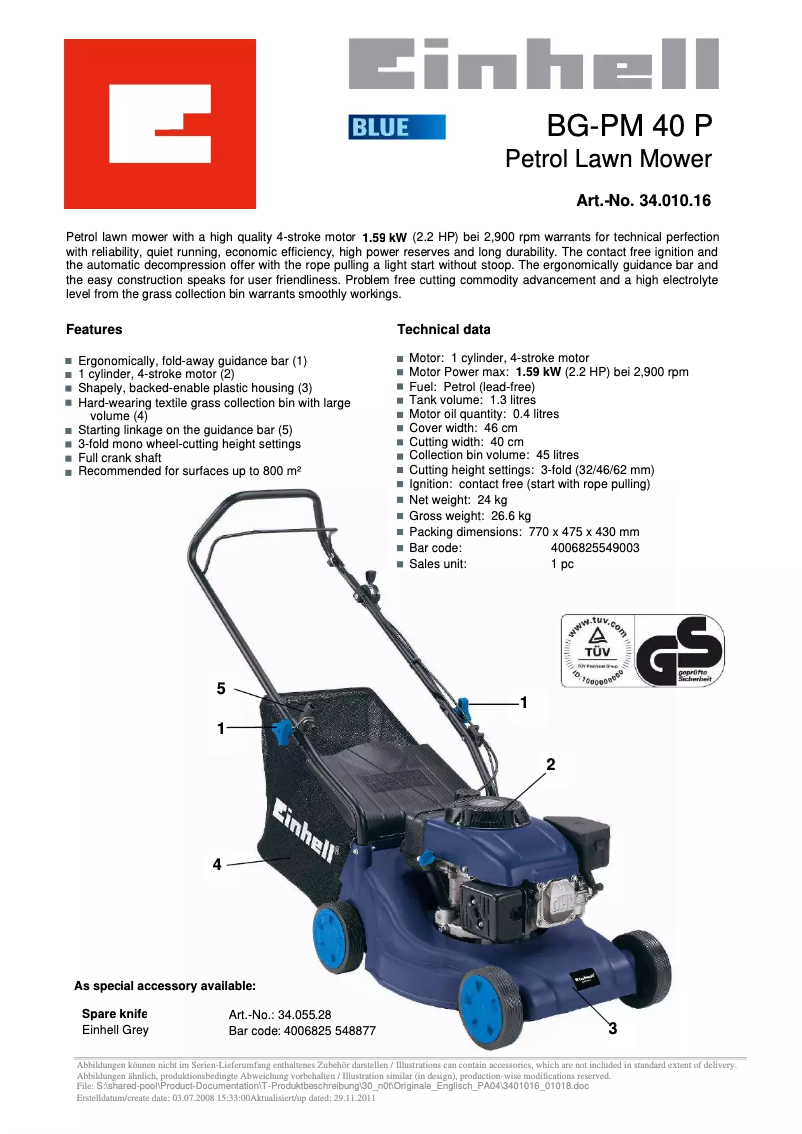 Imagen de la primera página del manual del dispositivo BG-PM 40 P