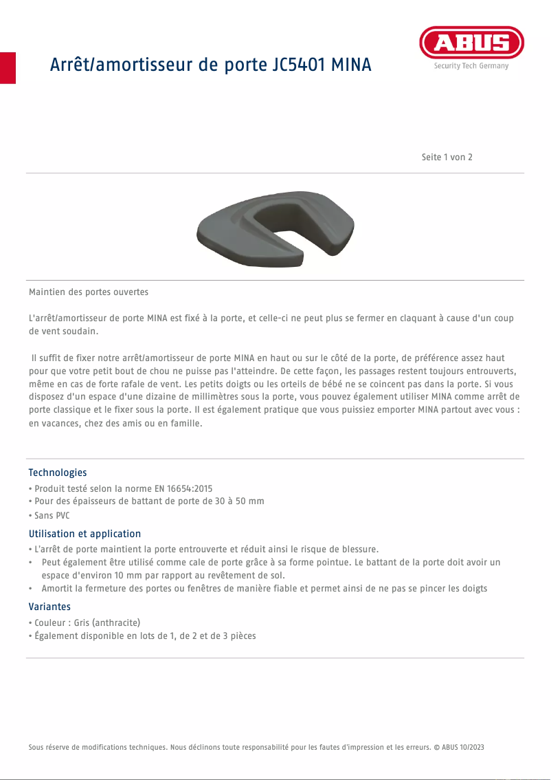 Imagen de la primera página del manual del dispositivo JC5401