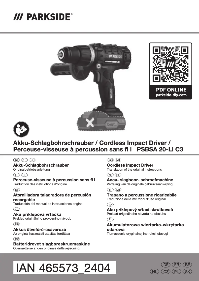 Imagen de la primera página del manual del dispositivo PSBSA 20-Li C3