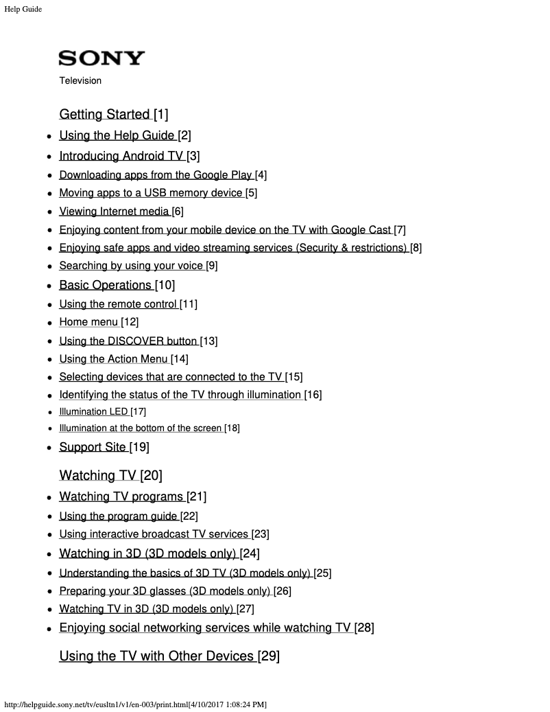 Página nº 1 - Manual de usuario Sony 65 4K HDR ULTRA HD TV