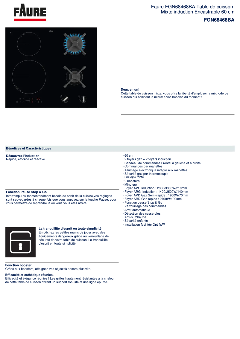 Página nº 1 - Ficha técnica Faure FGN68468BA