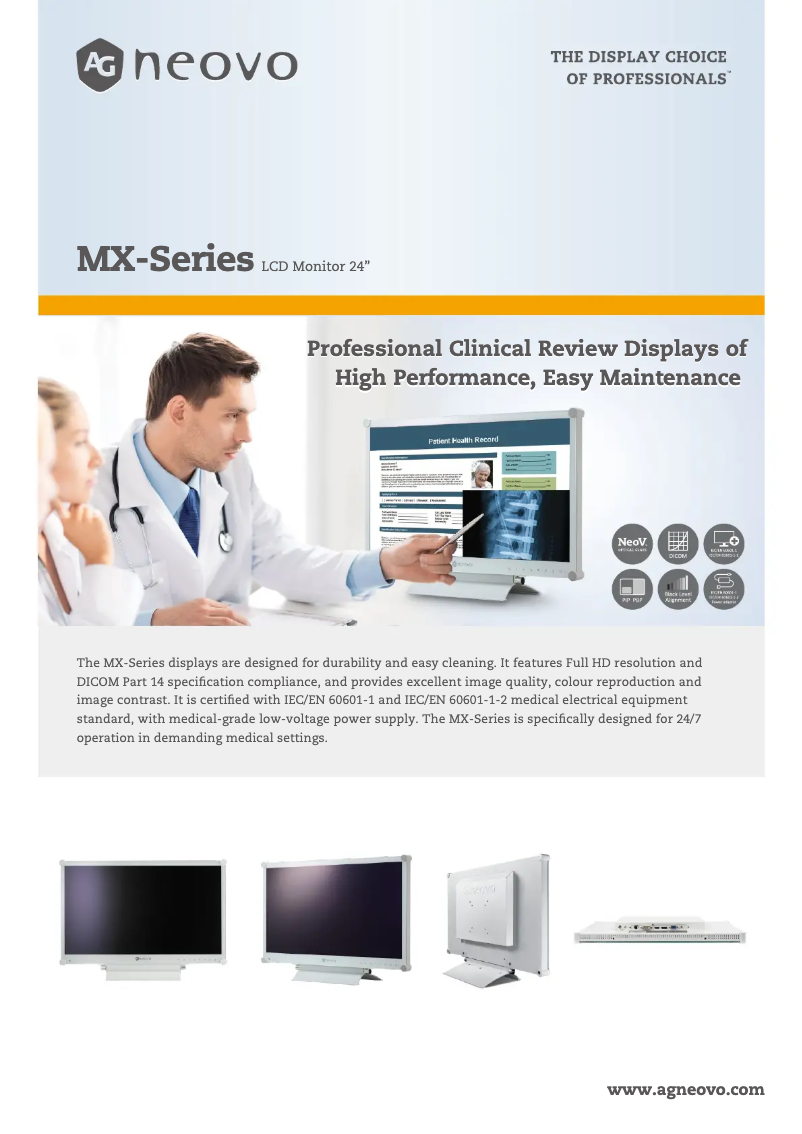 Página 1 del manual Ficha técnica AG Neovo MX-24