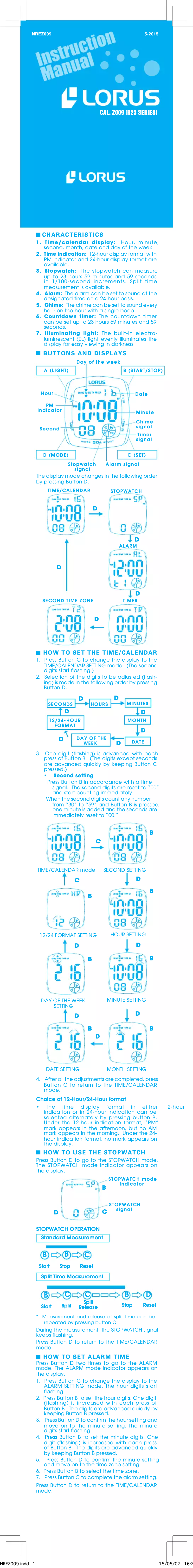 Imagen de la primera página del manual del dispositivo Sports R2307LX9