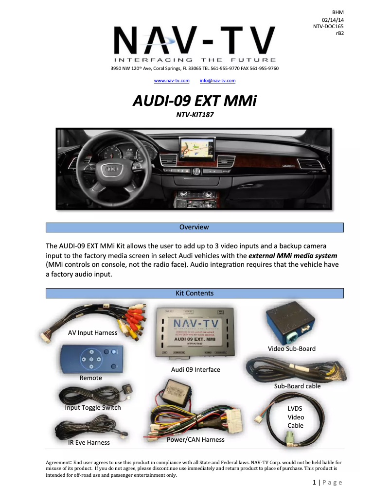 Página 1 del manual Manual de usuario NAV-TV NTV-KIT187