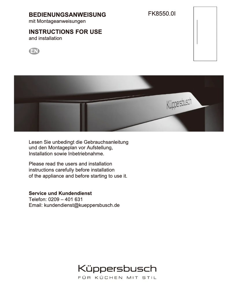 Imagen de la primera página del manual del dispositivo FK8550.0i