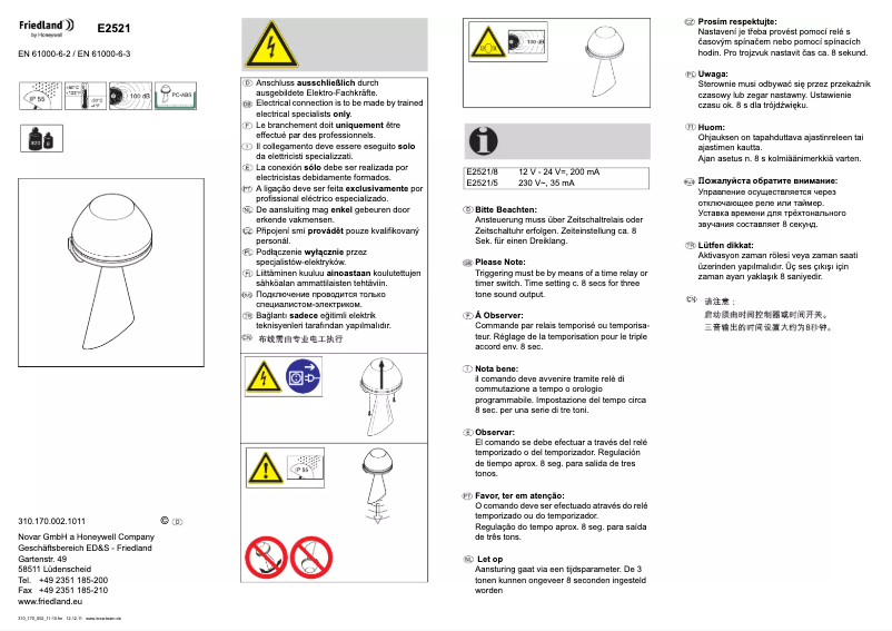 Imagen de la primera página del manual del dispositivo E2521