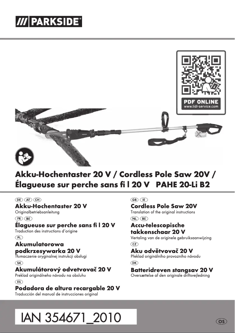 Página 1 del manual Manual de usuario Parkside PAHE 20-Li B2