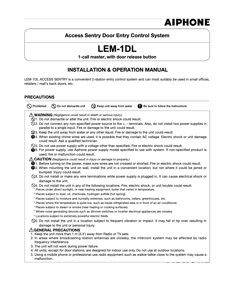 Imagen de la primera página del manual del dispositivo LEM-1DL