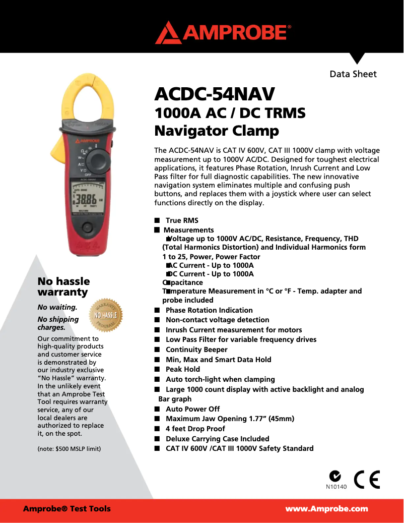 Página 1 del manual Ficha técnica Amprobe ACDC-54NAV