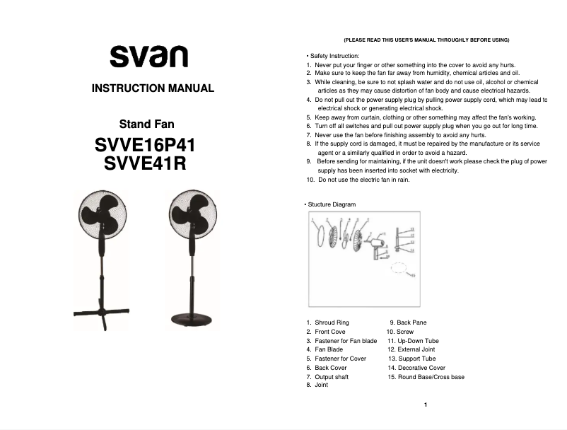 Página nº 1 - Manual de usuario SVAN SVVE16P41